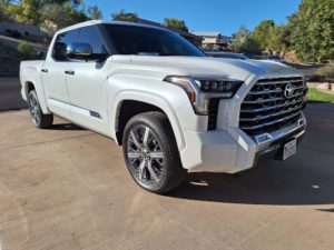 a white Toyota Tundra post detailing service