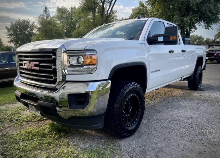 a white Truck after receiving our Wash And Wax service