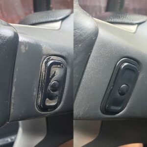 steering wheels buttons before and after being steam cleaned