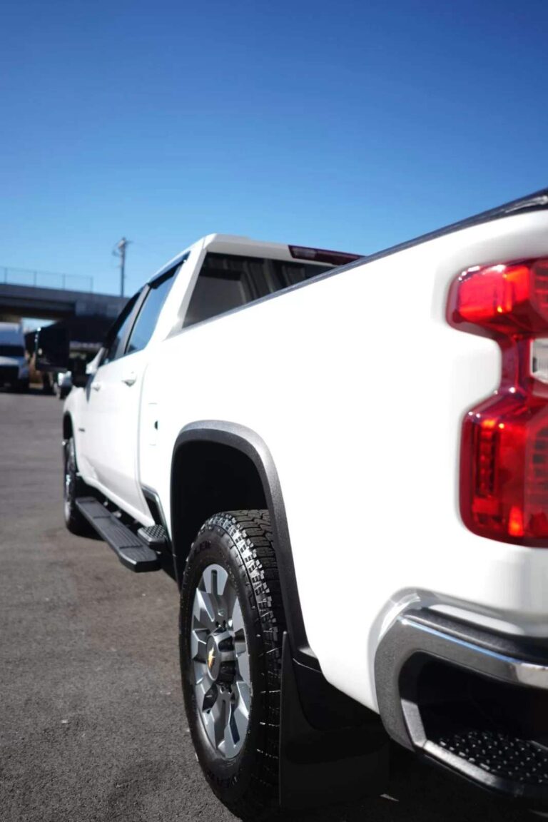 a white Chevy truck after being cleaned with our mobile detailing service