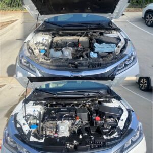 a Honda before and after receiving our full engine cleaning package