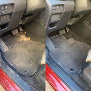 a Honda SUV before and after being vacuumed and detailed with our mobile detailing service