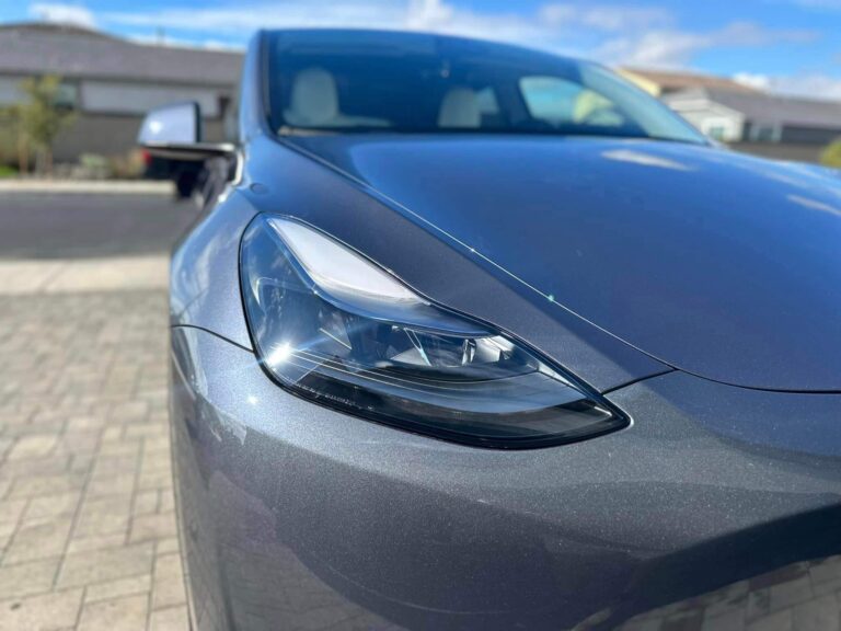 Tesla Model S after a mobile auto detailing service outside a customers home