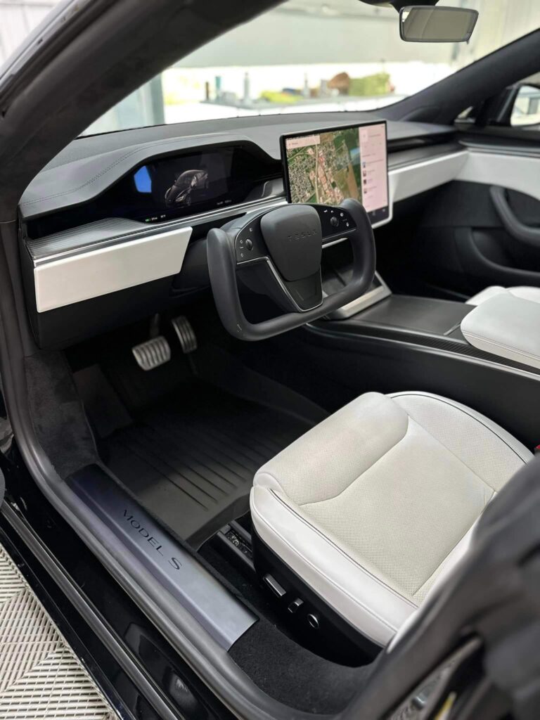 A tesla Model S after receiving our interior detail service