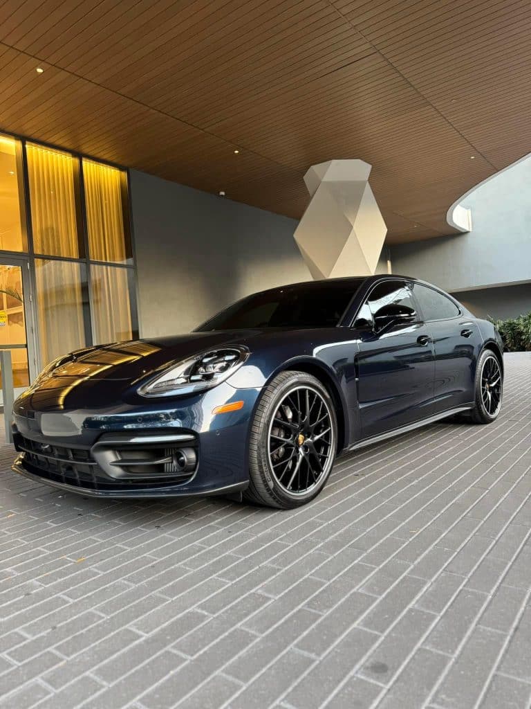 Porsche Taycan after a mobile wash and wax service with TopShine